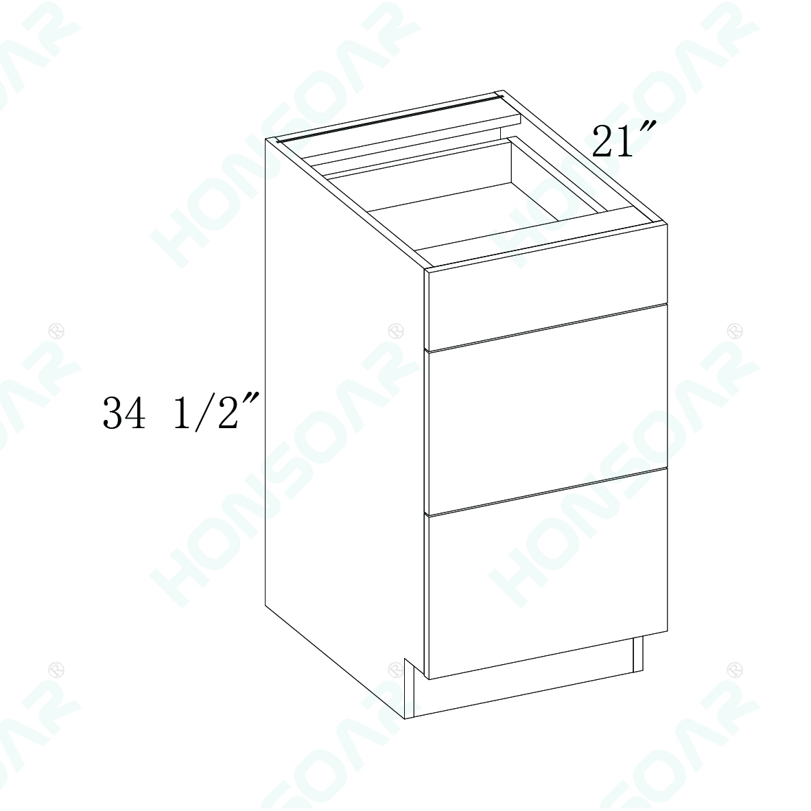 Three drawers base Plywood Box 18