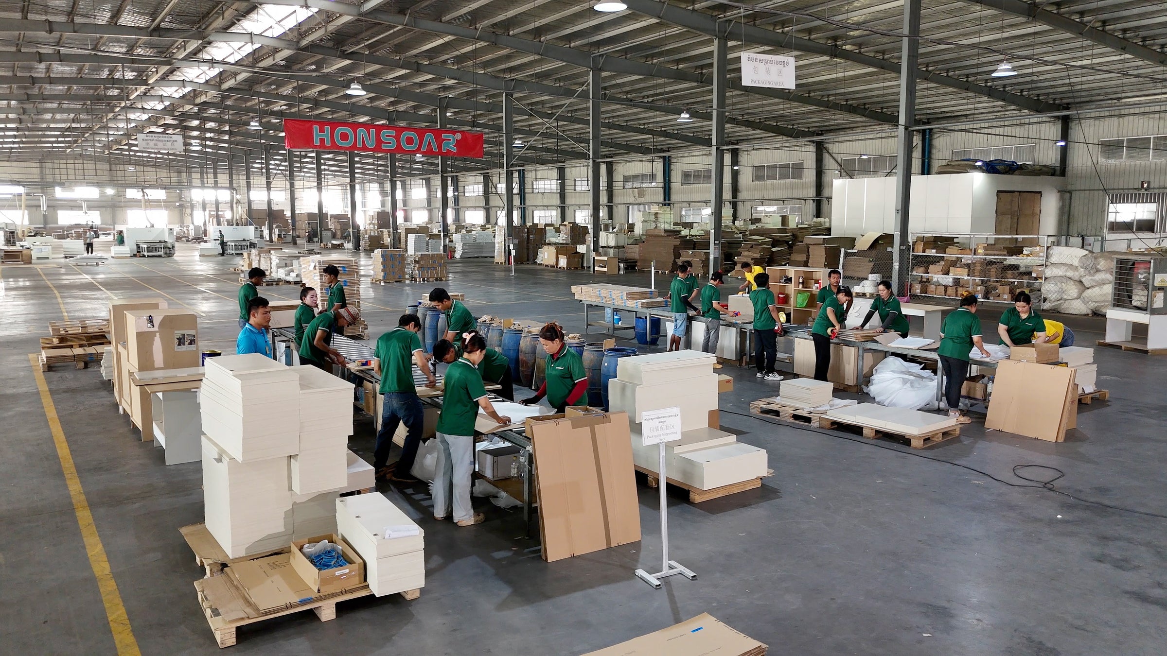 Cabinet production workshop at the HONSOAR Cambodia facility
