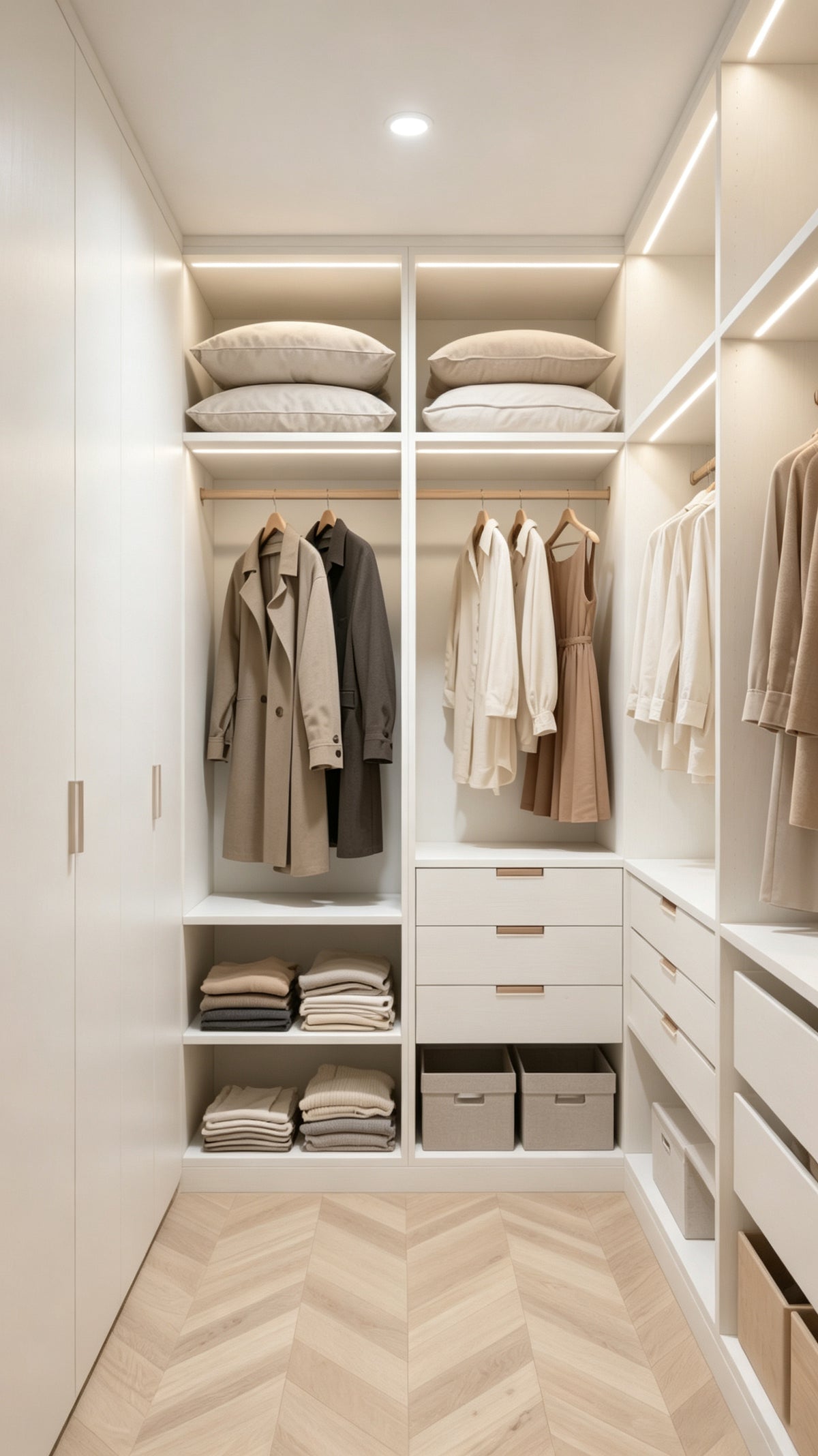 Corner closet cabinet configuration