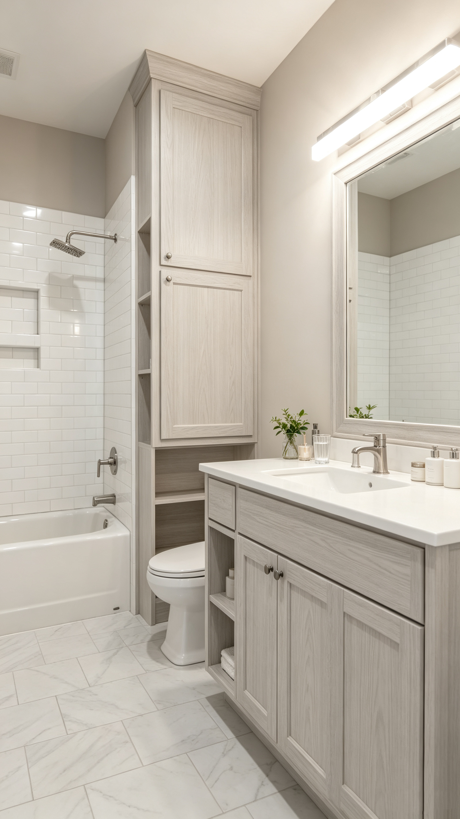 Bathroom vanity cabinet with integrated drawer storage