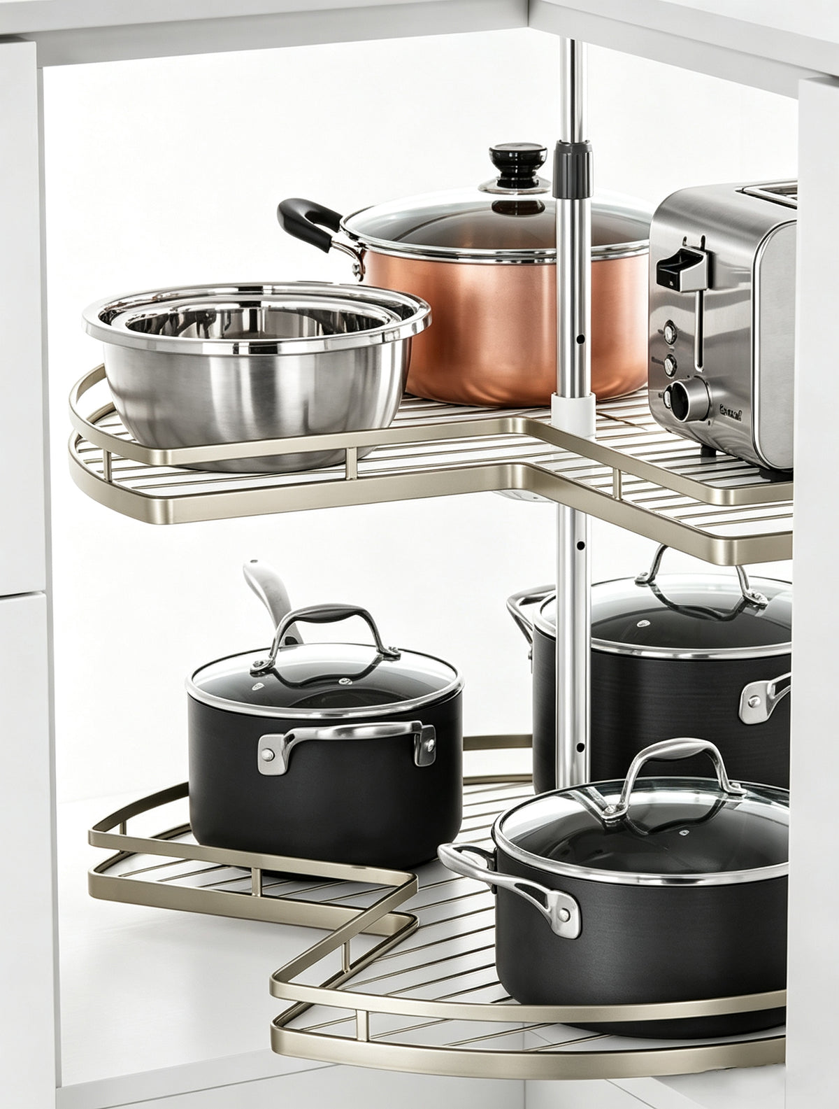 HONSOAR silver wire corner pull-out Lazy Susan system