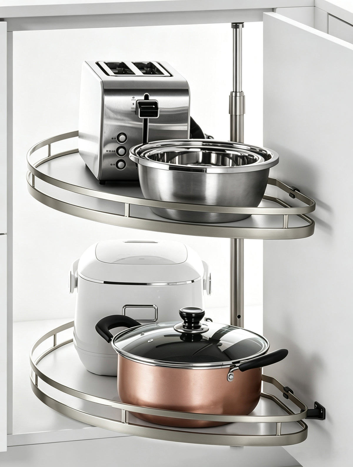 HONSOAR silver two-tier semicircular Lazy Susan system