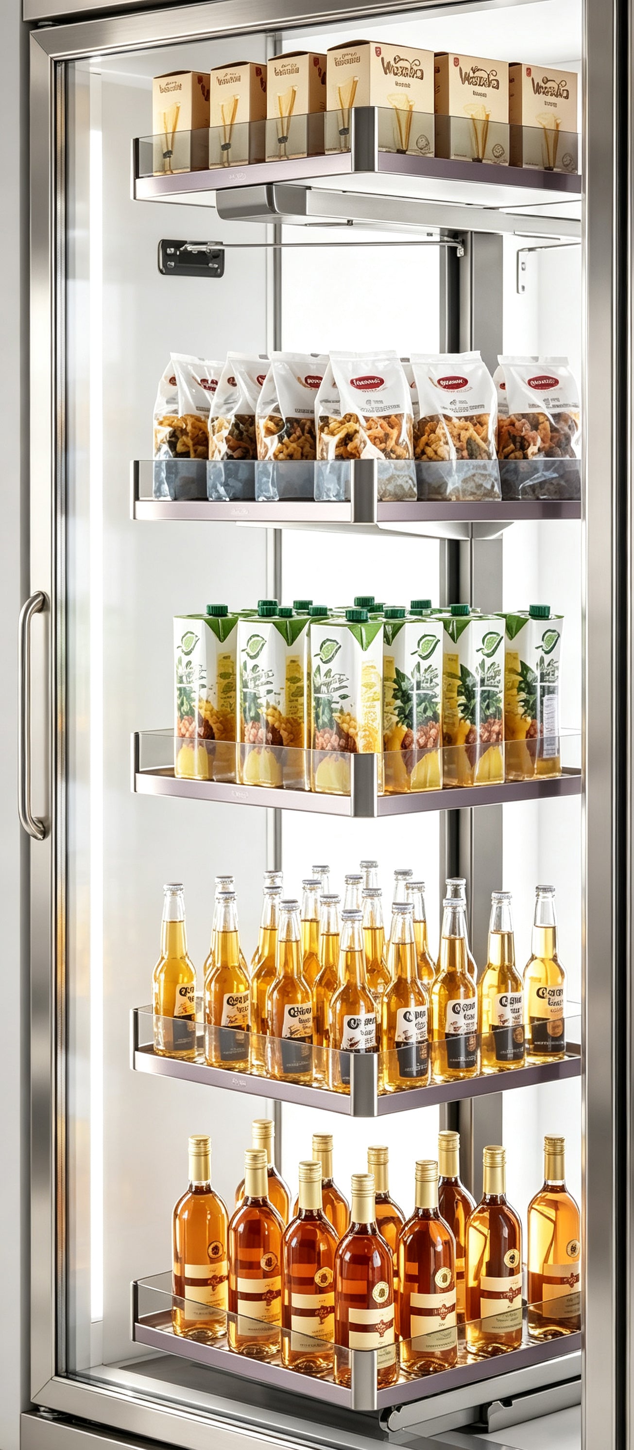 HONSOAR narrow stainless steel pull-out spice rack with utensil bins