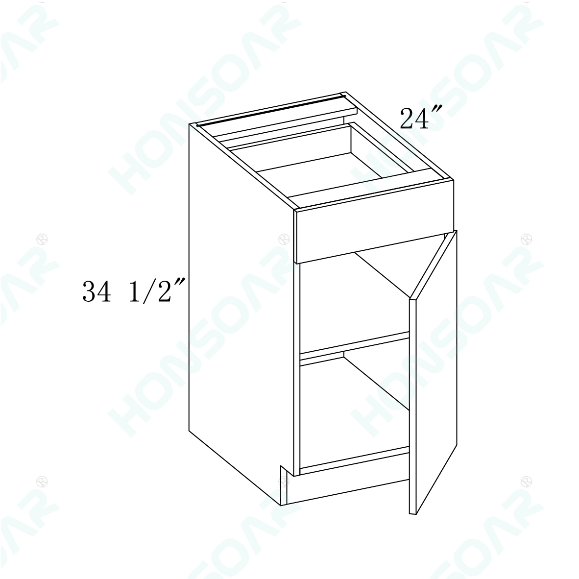 B21:Base 21” cabinet Plywood Box with 5/8